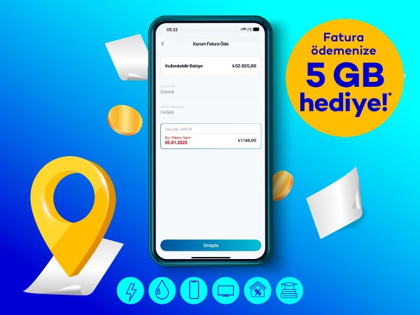 Paycell Kıbrıs ile Kurum Faturasını ödeyenler GB'lar kazanıyor!
